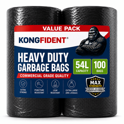 54 Litre Heavy Duty Garbage Bags - 100 Bags Value Pack