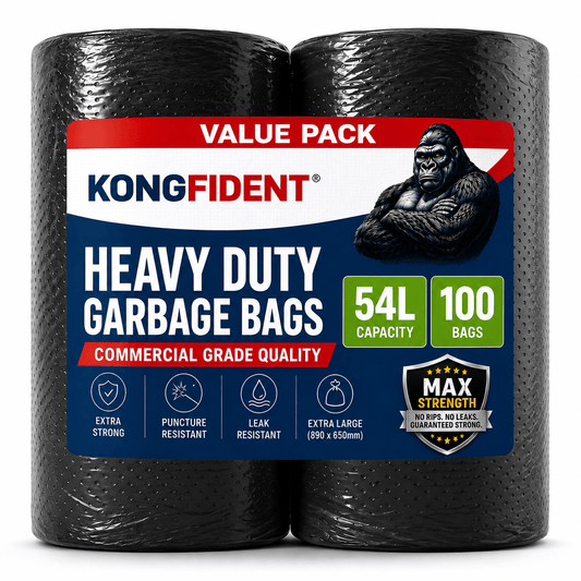 54 Litre Heavy Duty Garbage Bags - 100 Bags Value Pack